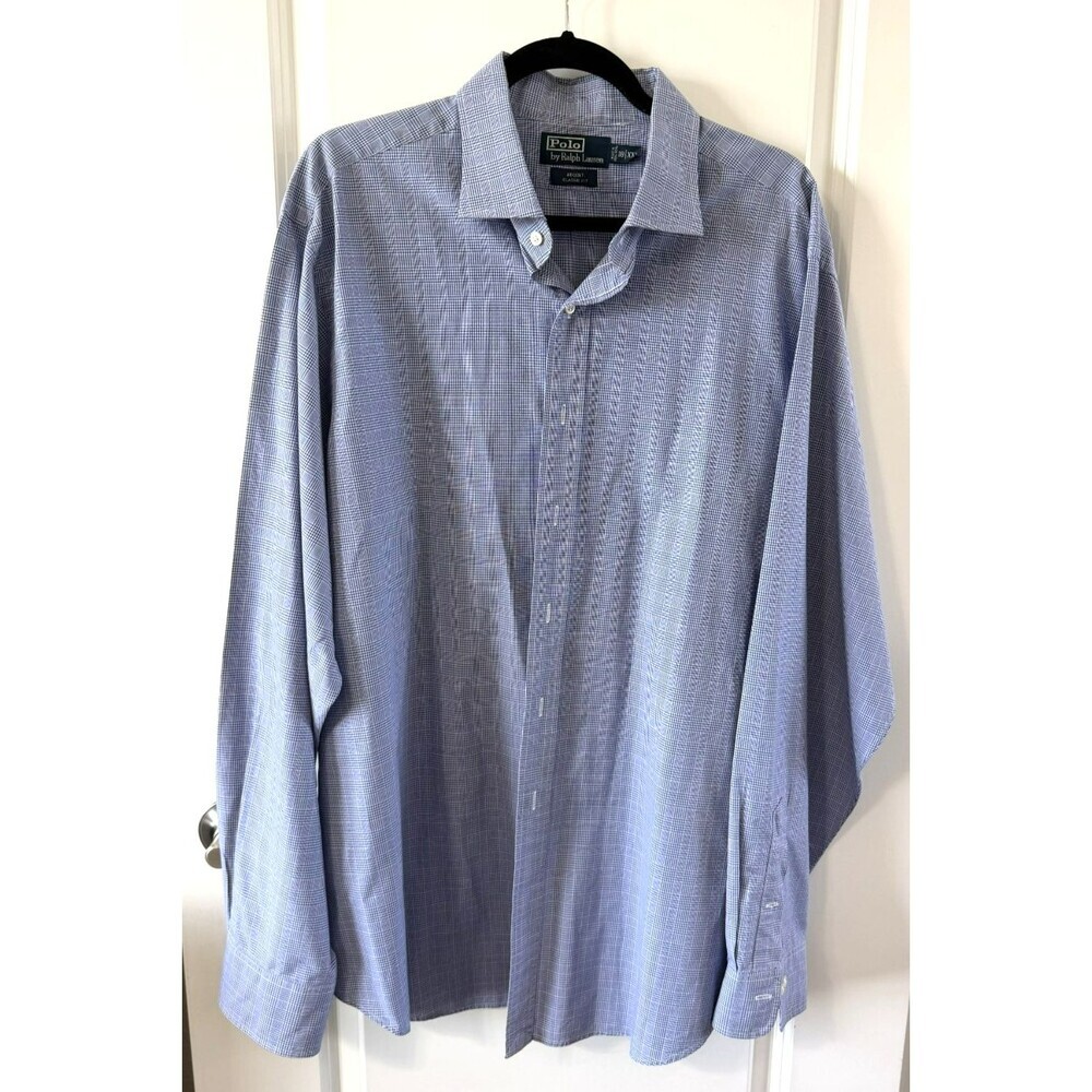 Polo Ralph Lauren Regent Classic Fit Blue plaid Shirt Mens 18/XXL